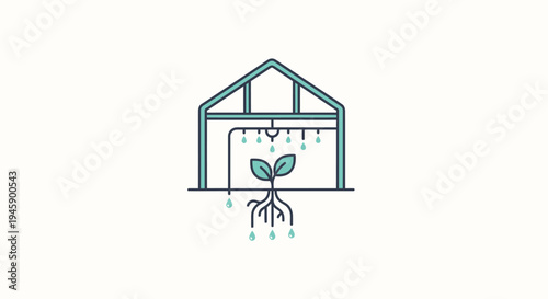 Greenhouse Plant Growing Under Rain.