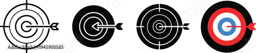 Archery target and arrow vector Icon set