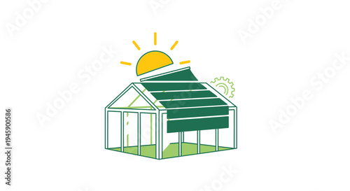 Greenhouse Structure With Solar Panels.
