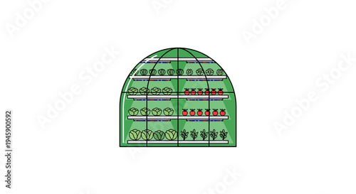 Greenhouse Structure With Plants Inside.