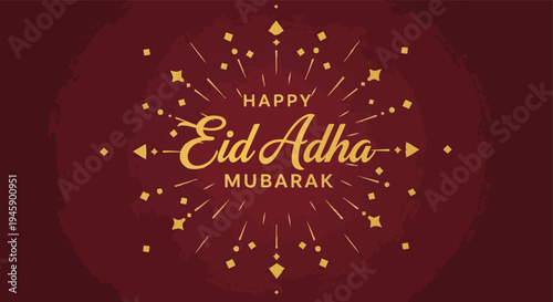 Minimal beige background with star Happy Eid Adha card isolated white background