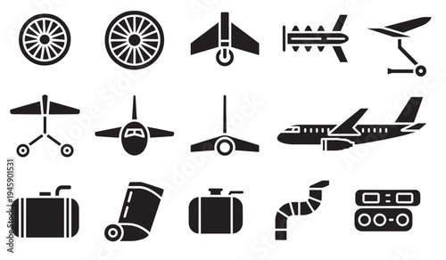 Aviation and Travel Icons Set airplane aircraft