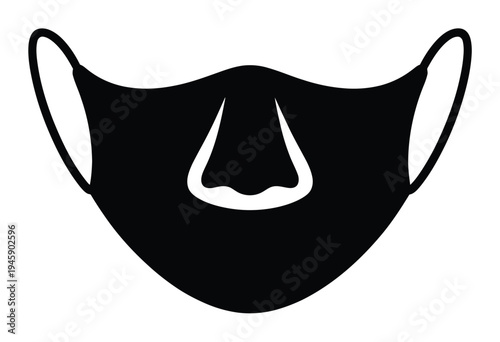 Black Face Mask with White Nose Simple