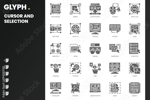 Cursor and Selection Icon pack for your website, mobile, presentation, and logo design. Cursor and Selection Icon solid design. Vector graphics illustration and editable stroke.