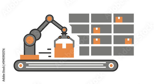 Industrial robotic arm machine assembly line.