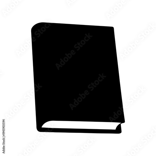 An isolated photo of a closed black leather notebook with a blank cover and empty paper pages for business or education