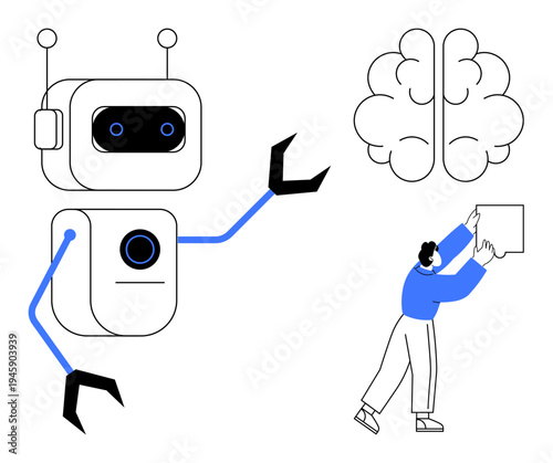 Artificial intelligence concept. Artificial intelligence powering robotics, human collaboration, and cognitive processing. Artificial intelligence for automation, data analysis, tech development
