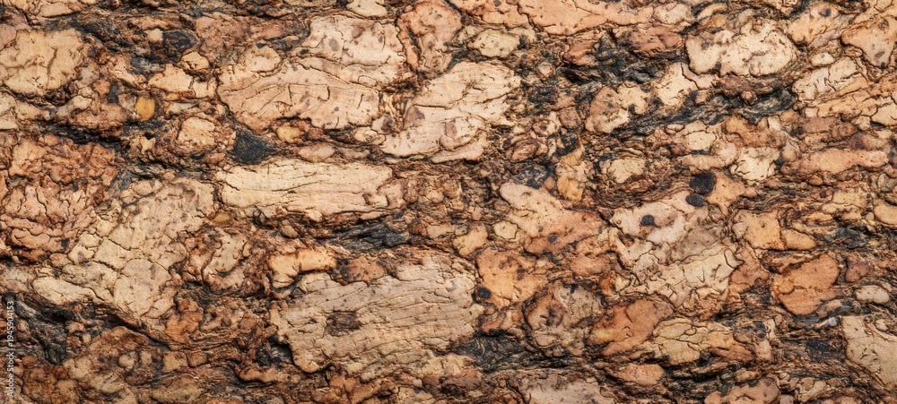 Fototapeta premium The Tree Bark Texture Close-Up Showing Weathered Natural Patterns and Earthy Color Variations