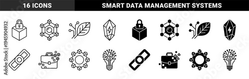 Hybrid Blockchain and Technology Infrastructure Concepts Merging Data Blocks with Padlock Leaf Circuitry Gear and Light Bulb Light Elements