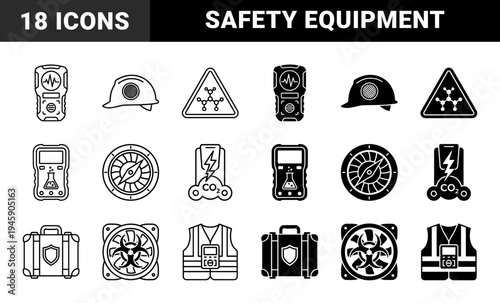 Industrial Safety and Hazardous Material Monitoring Equipment Featuring Dual Outline and Solid Hybrid Design for Chemical and Environmental Protection