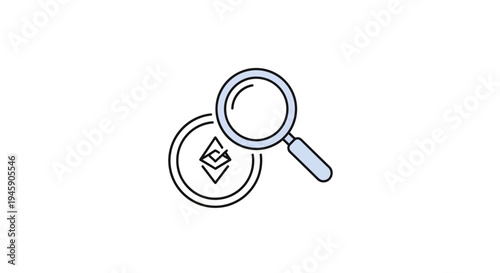 Magnifying glass on a coin.