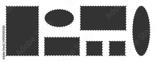 Zigzag edges set. Torn paper, jagged rectangular shape box element set with zigzag edges. vector illustration.