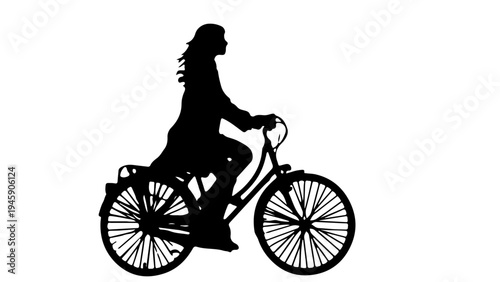 silhueta de mulher pedalando bicicleta isolado sobre fundo branco conceito de esporte mobilidade e estilo de vida ativo