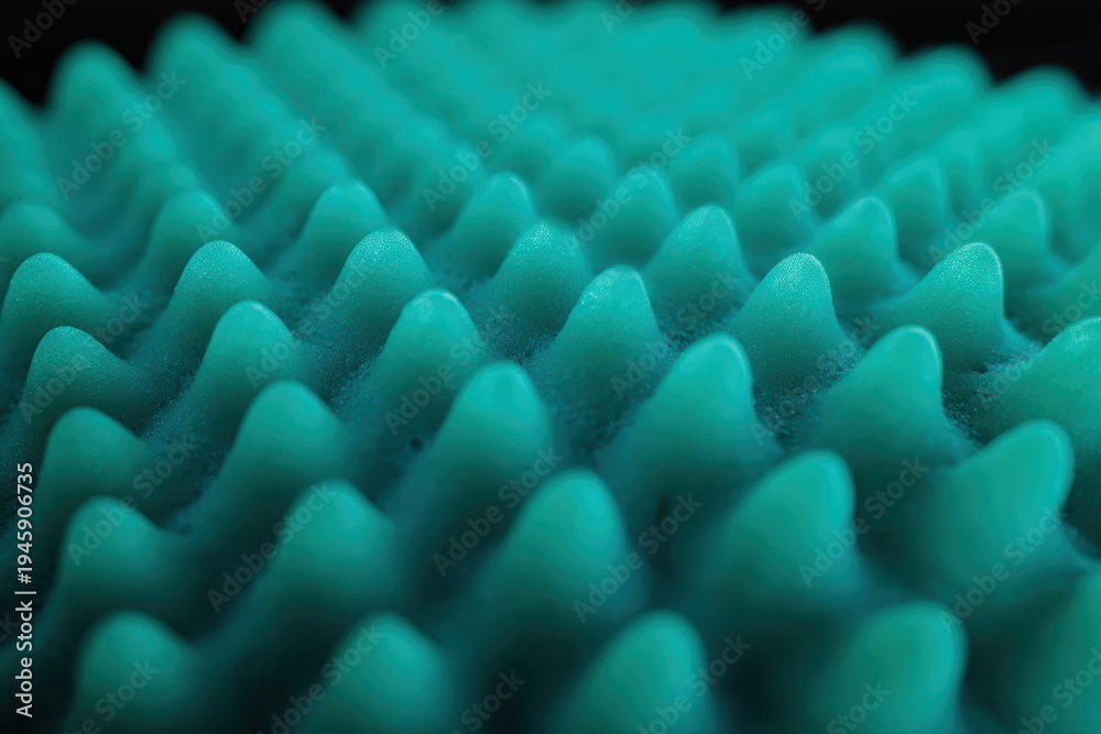 Obraz premium Close-up macro textured teal surface with conical protrusions