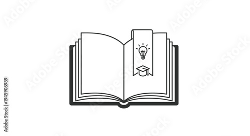 Open Book with Light Bulb Icon.