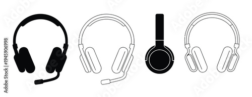 Collection of Diverse Headphone Silhouette and Outline