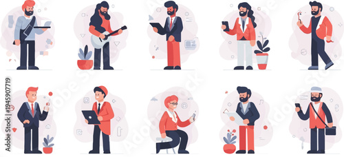 Diverse individuals engaged in various activities and professions