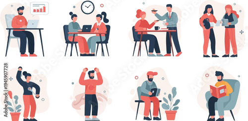 Diverse individuals engage in various activities, from work to leisure