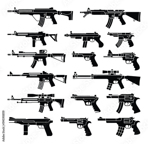 Silhouette Collection of Firearms and Rifles