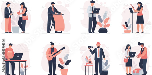 Diverse individuals engaged in various modern activities, including work and leisure (1)