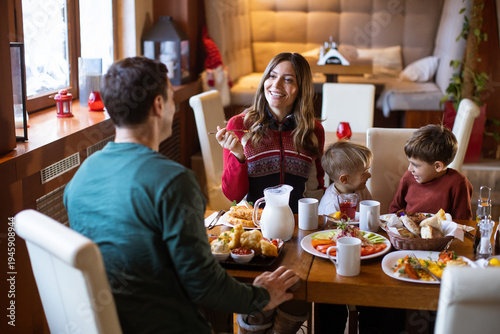 Family enjoys a meal togeth...