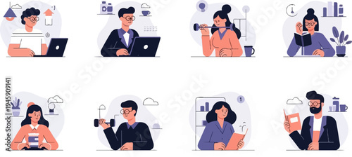 Diverse individuals engaged in various work and leisure activities (1)