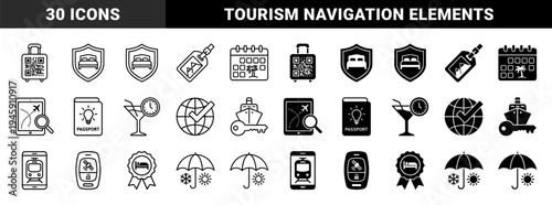 Hybrid Travel and Tourism Symbols Merging Luggage QR Codes Protected Bedding Vacation Planning Calendars and Global Navigation Mapping Systems