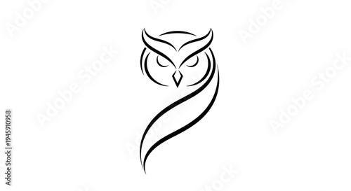 Owl Face Minimalist Line Art Design.
