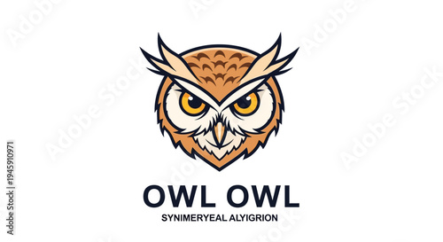 Owl face with yellow eyes staring.