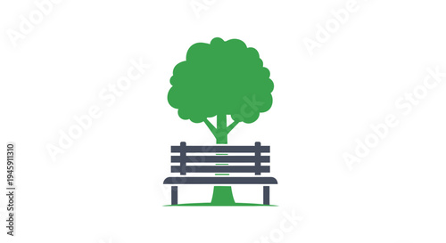 Park Bench Under a Tree.