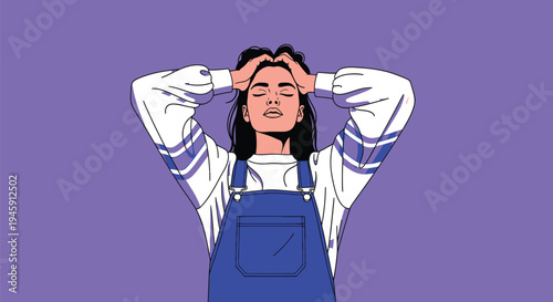 Stressed young woman holding head feeling overwhelmed