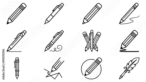 Creative Pencil Vector Icons Writing and Art Tools Isolated on PNG Background, pencil, pencil icon, creative pencil, drawing pencil, sketch pencil, colored pencil, mechanical pencil, wooden pencil, 