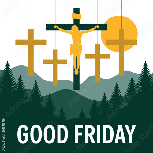 A symbolic illustration of Jesus Christ on the cross on Good Friday