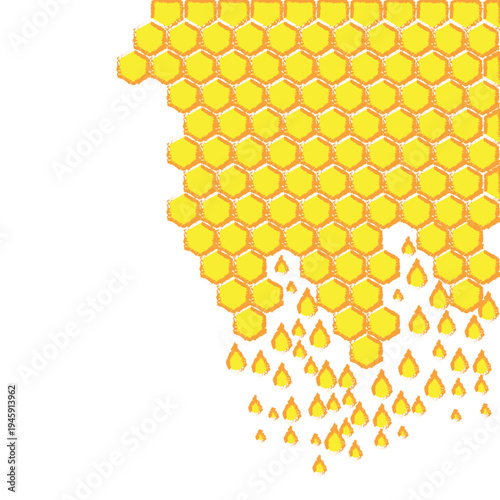 honey drips into perfect hexagonal honeycomb cells