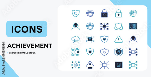 Digital Security Symbols: A collection of meticulously crafted digital security symbols, reflecting innovation, reliability, and precision in every icon. Representing core digital security elements. 