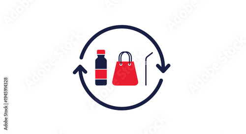 Recycling symbol with plastic bottle.