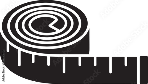 Graphic illustration of a flexible measuring tape ruler tool