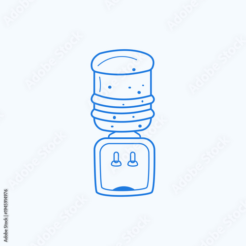 Water Cooler Doodle Icon – Office Water Dispenser Line Art Illustration