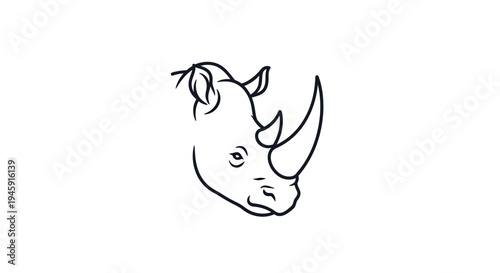 Rhinoceros Head Close Up Profile View.