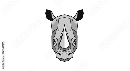 Rhinoceros Head Closeup Animal Portrait.