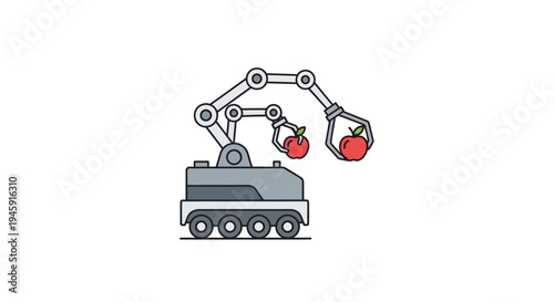Robot Arm Holding Red Tomatoes.