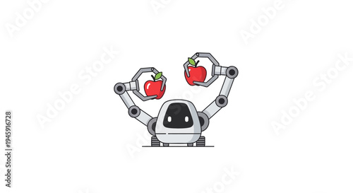 Robot Holding Two Red Apples.