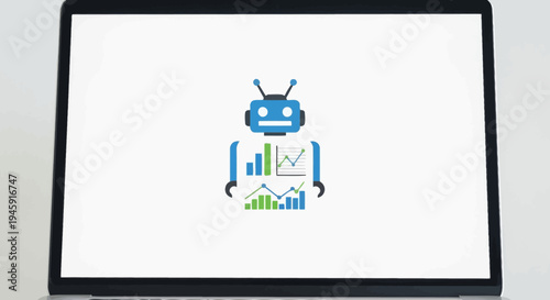 Robot Holding Business Graph Chart.