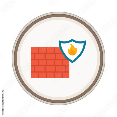 fire resistant brick wall icon