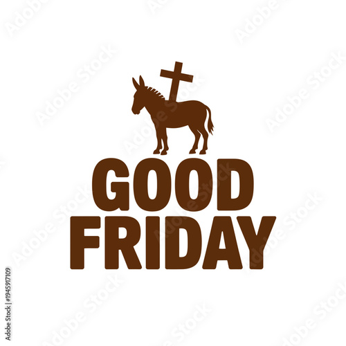 A Good Friday logo with a donkey and cross symbol