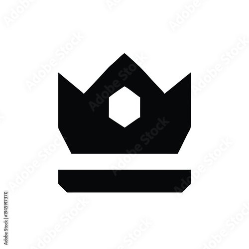 Stylish regal crown icon representing sovereignty, success, and achievement in a bold black silhouette design for various applications