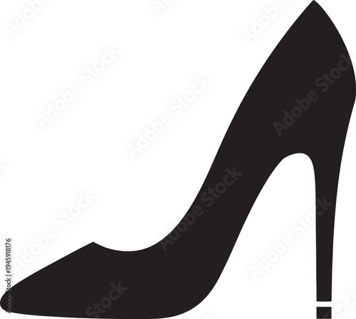 High heel shoe silhouette isolated on transparent background
