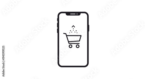 Smartphone shopping cart icon display.