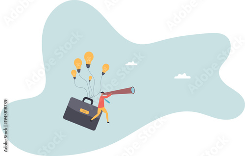 Business ideas, creativity or innovation to searching for new success, finding solution or imagination, visionary or new opportunity.human life and situation.