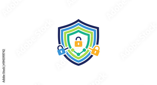 Shield with padlock and protection.